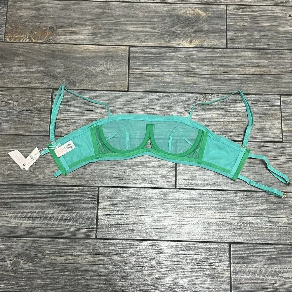 NWT We Are HAH X Free People Sheer Wired Bra 30-38A 30A 32A 34A 36A 38A Teal
